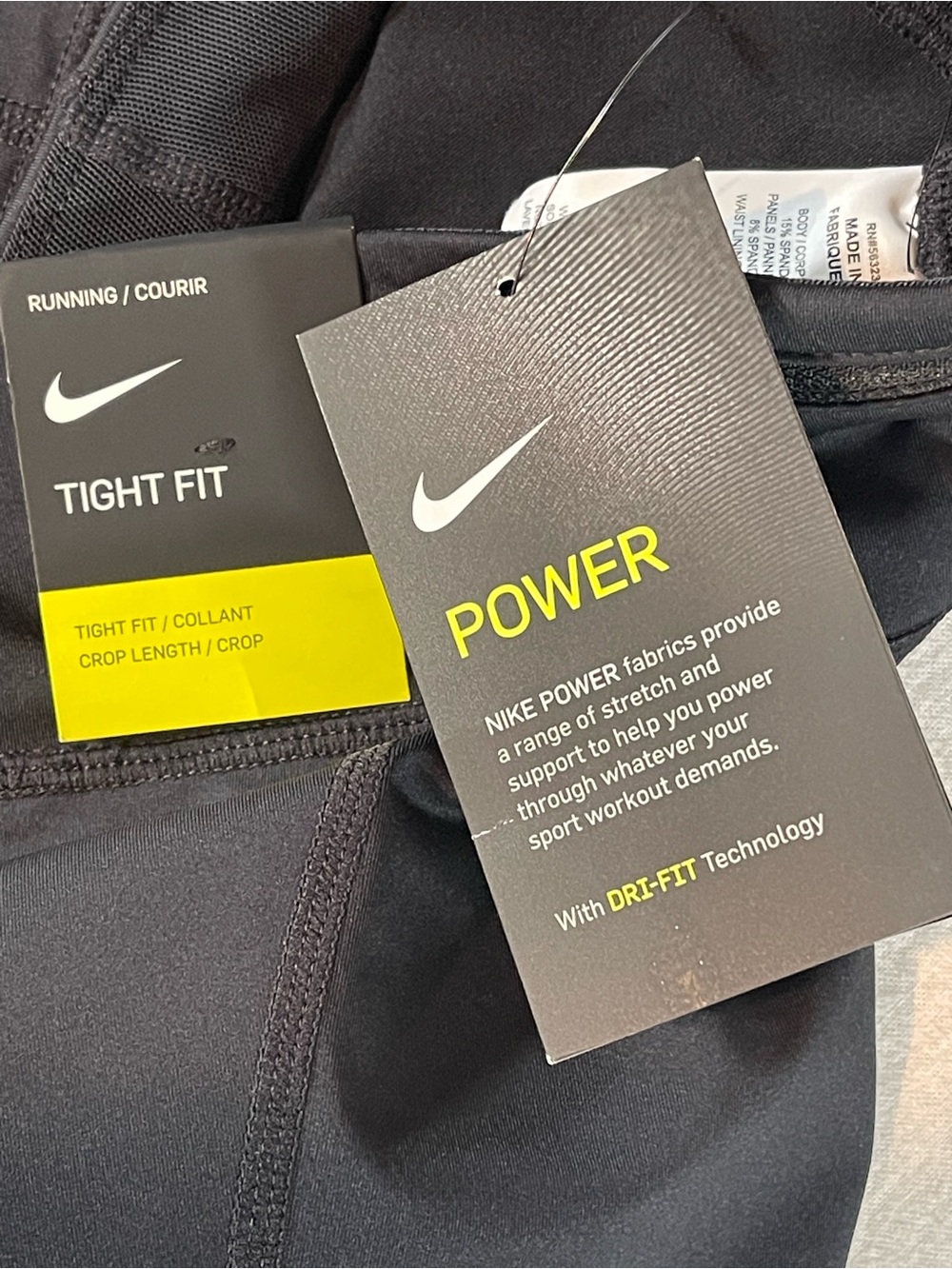 Nike Black Capri Running Leggings with White Swoosh Women’s Large - Picture 10 of 16